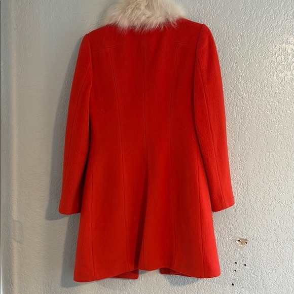 Red and Cream Pea Coat with Tailored Silhouette - Picture 6 of 8
